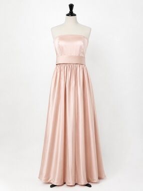 White Vera Wang Blush Satin Strapless Formal Bridesmaid Gown 54" Size 6 Prom Dre